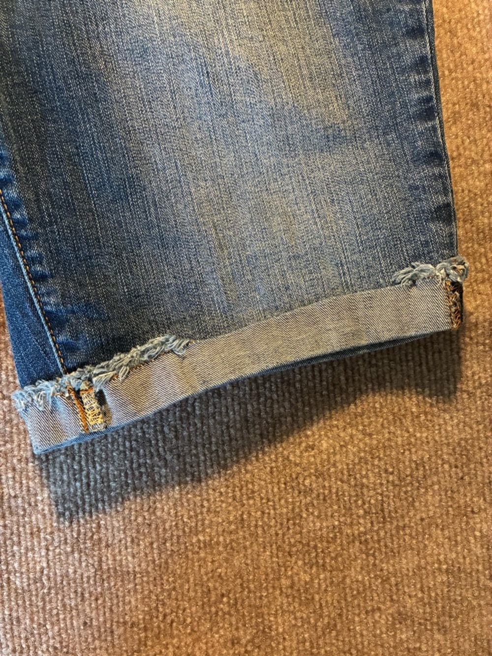 Torrid Medium Blue Distressed Roll-Cuff Denim Bermuda Shorts - Picture 3 of 8
